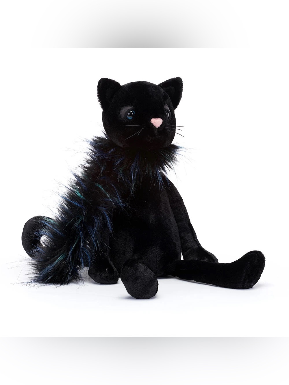 NWT Jellycat Glamorama Cat Black Cat with Fur Boa Halloween Gift Birthday NEW
